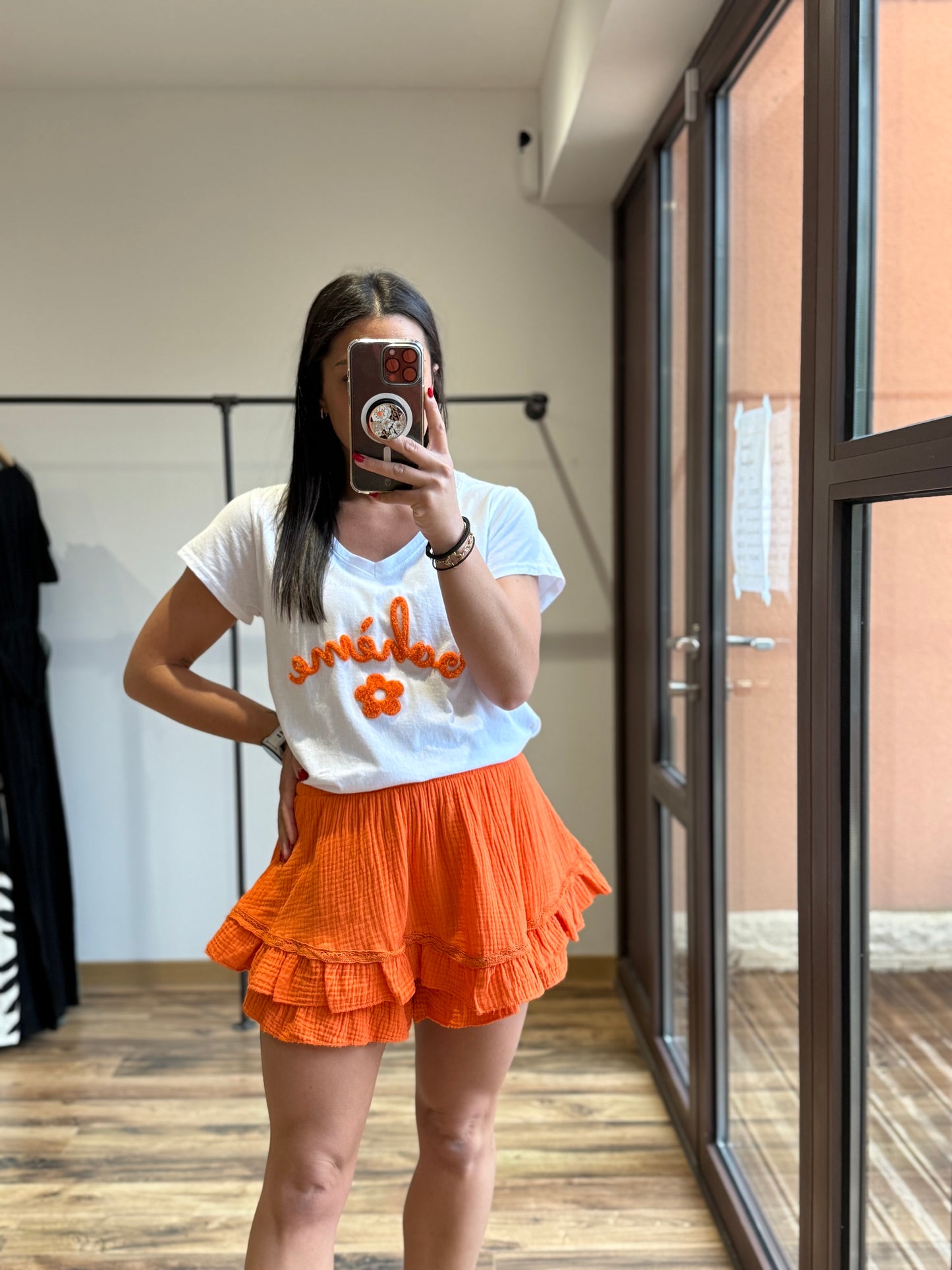 Jupe short gaze coton orange