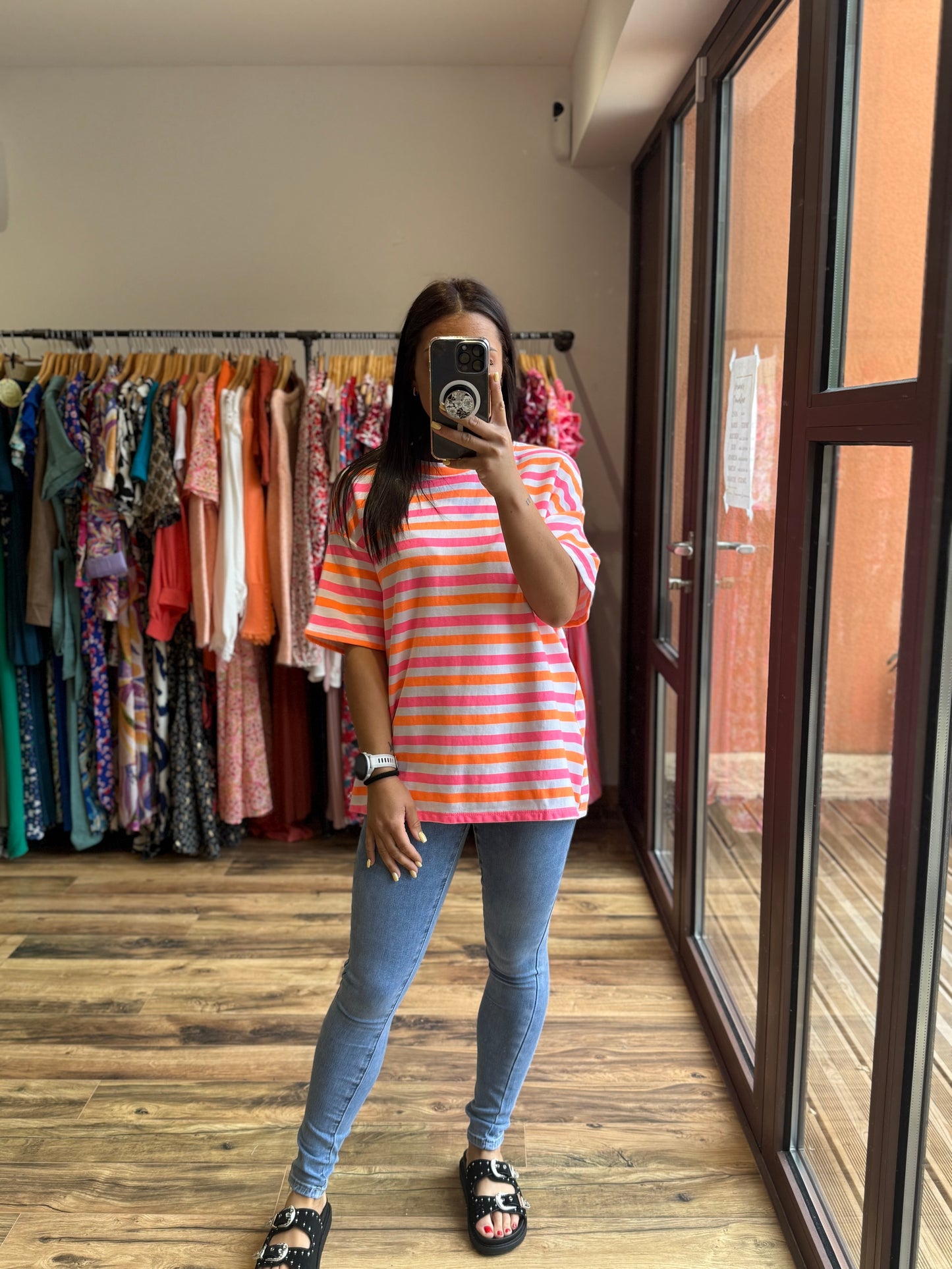 Teeshirt rayé Kena orange