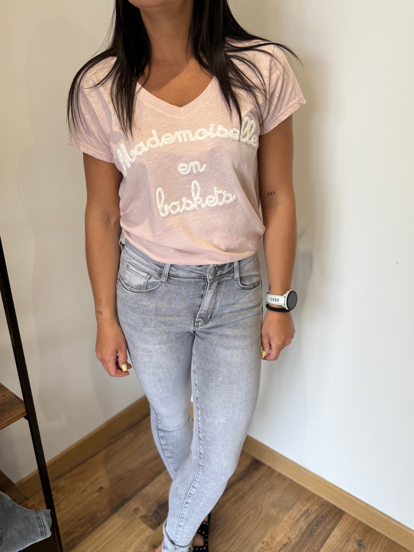 Teeshirt mademoiselle rose poudré