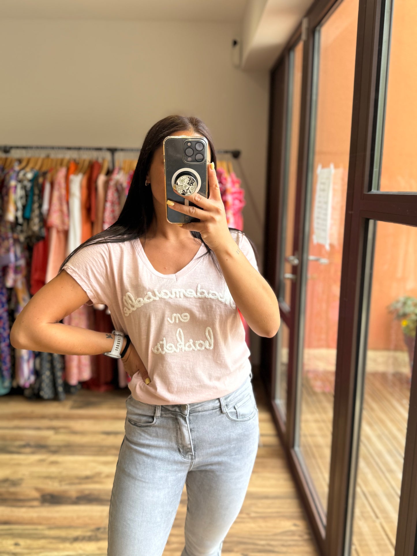 Teeshirt mademoiselle rose poudré