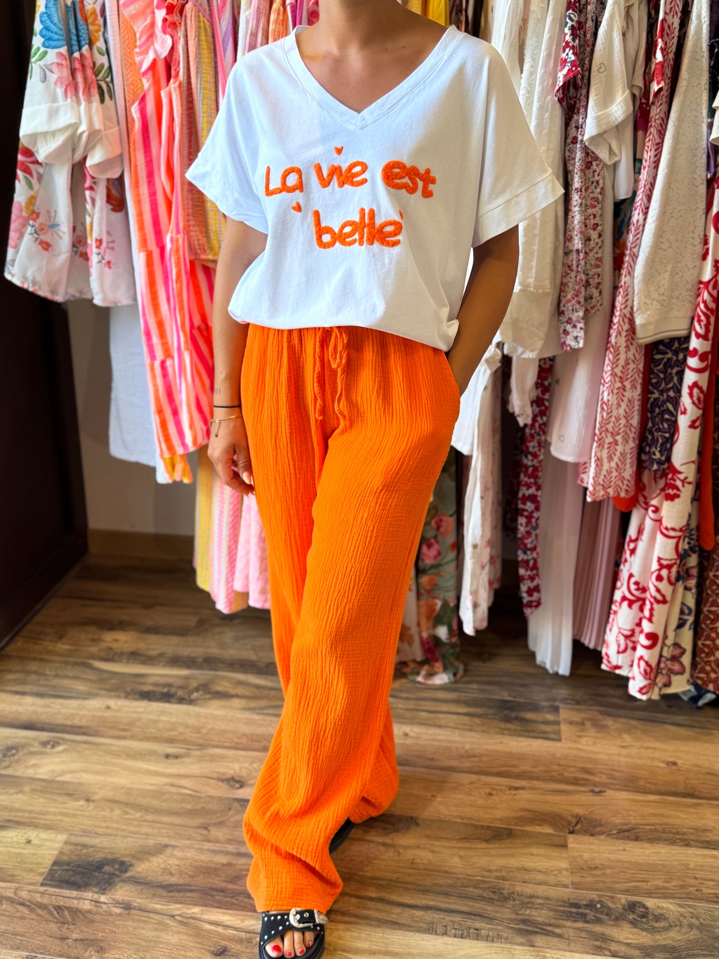 Pantalon gaze orange CURVY