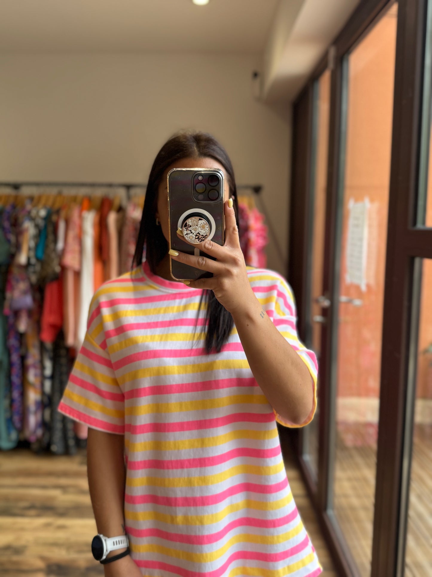 Teeshirt rayé Kena jaune