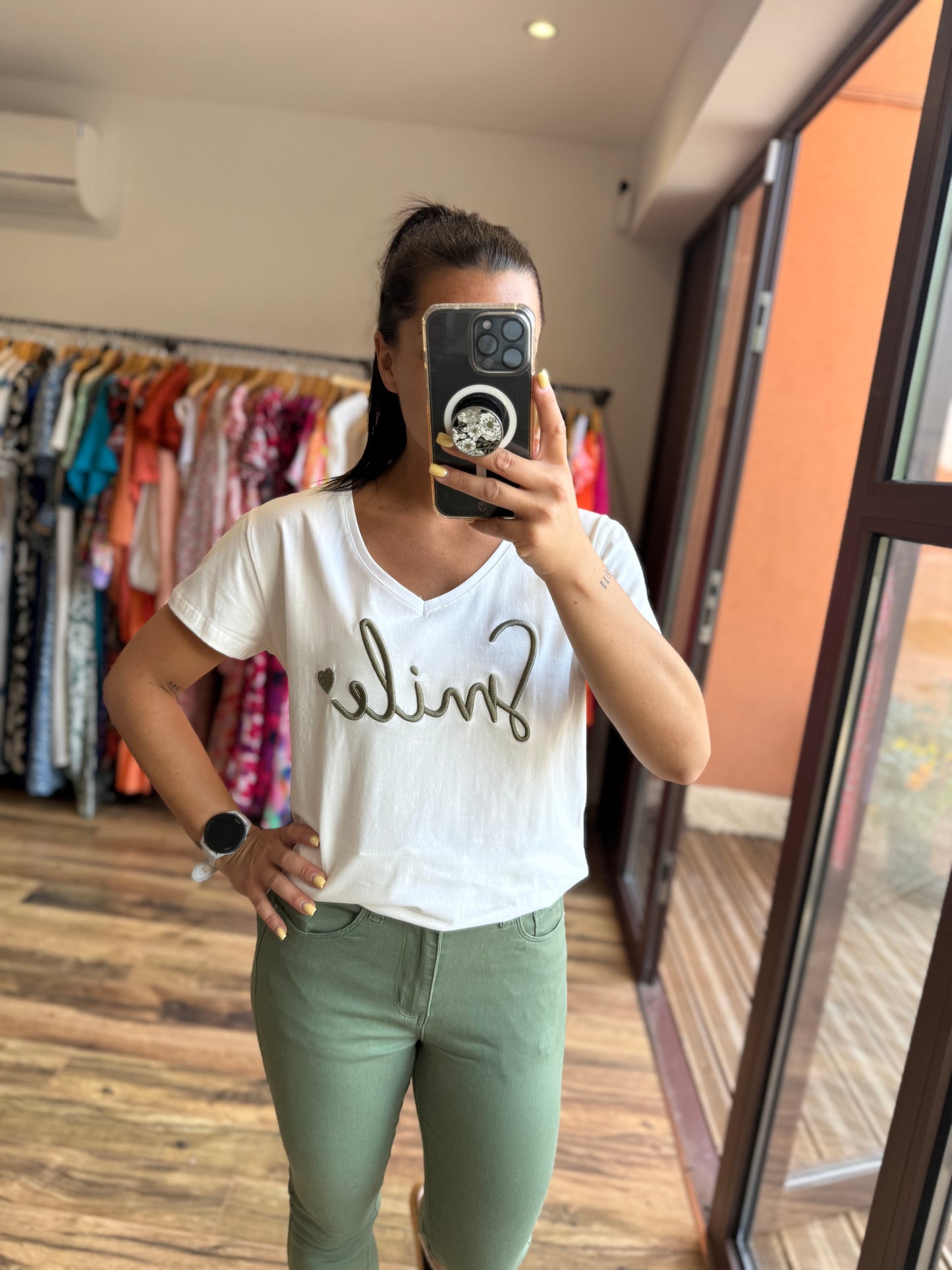 Teeshirt Smile kaki