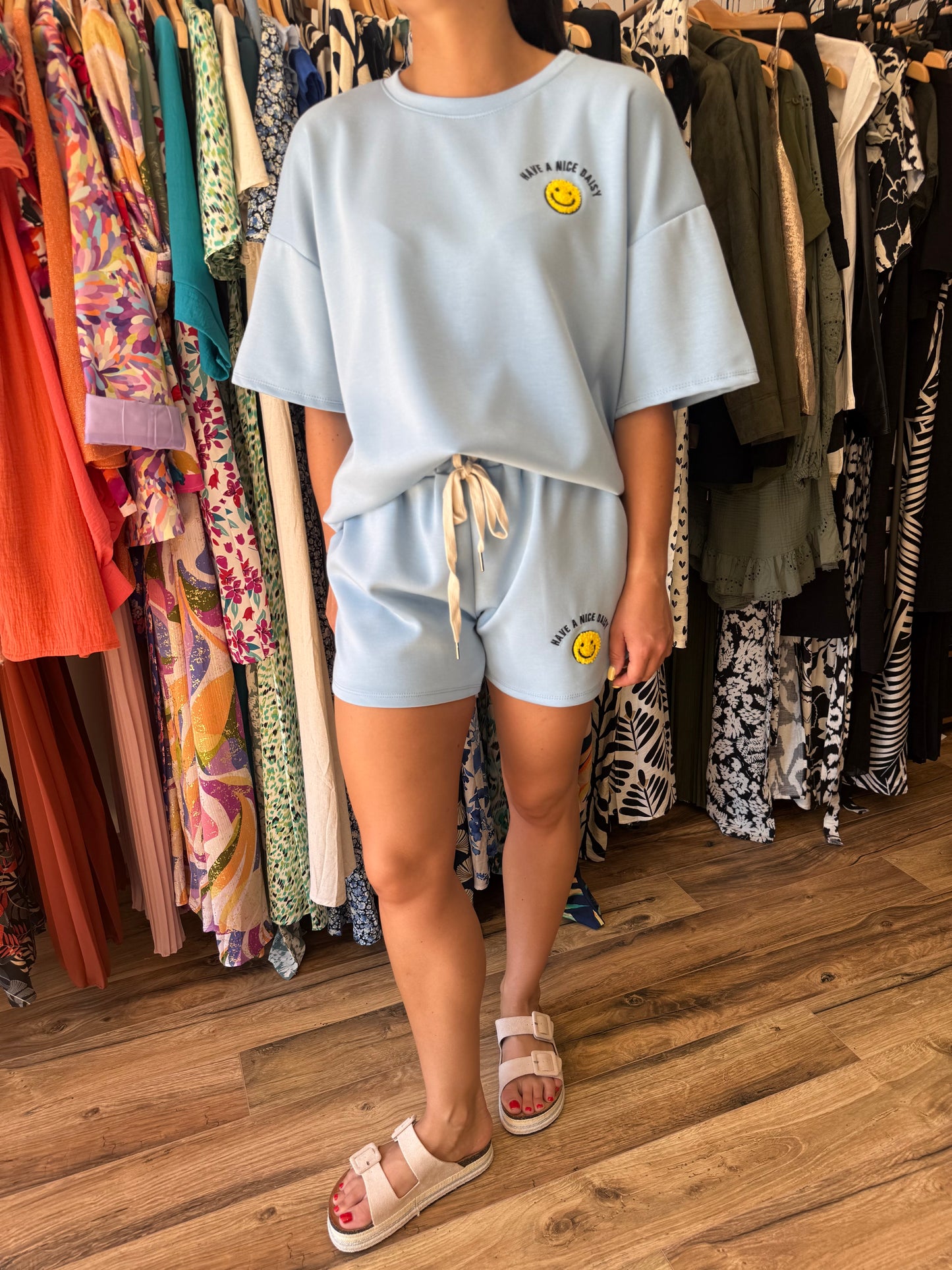 Ensemble smiley bleu