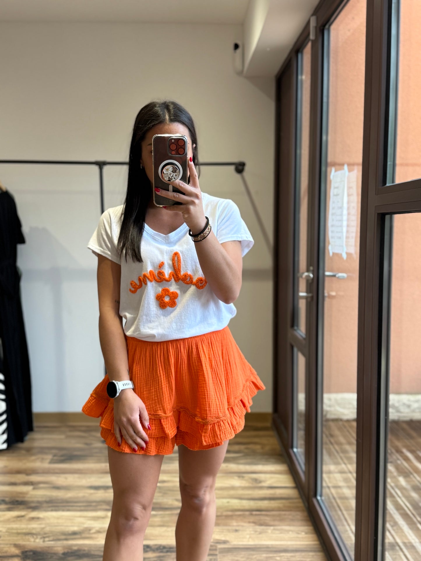 Jupe short gaze coton orange