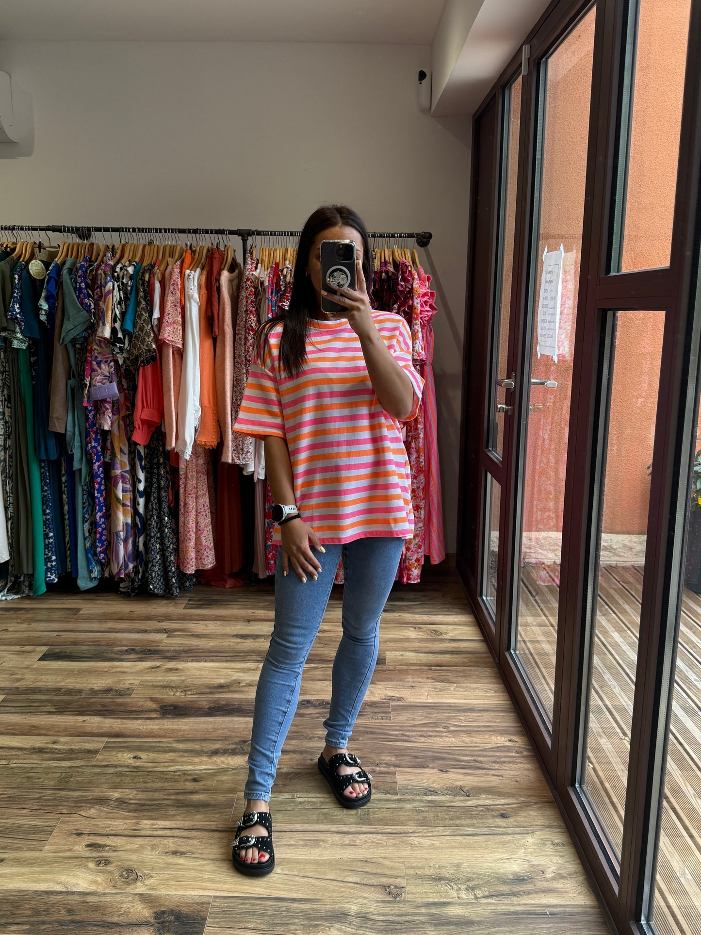 Teeshirt rayé Kena orange