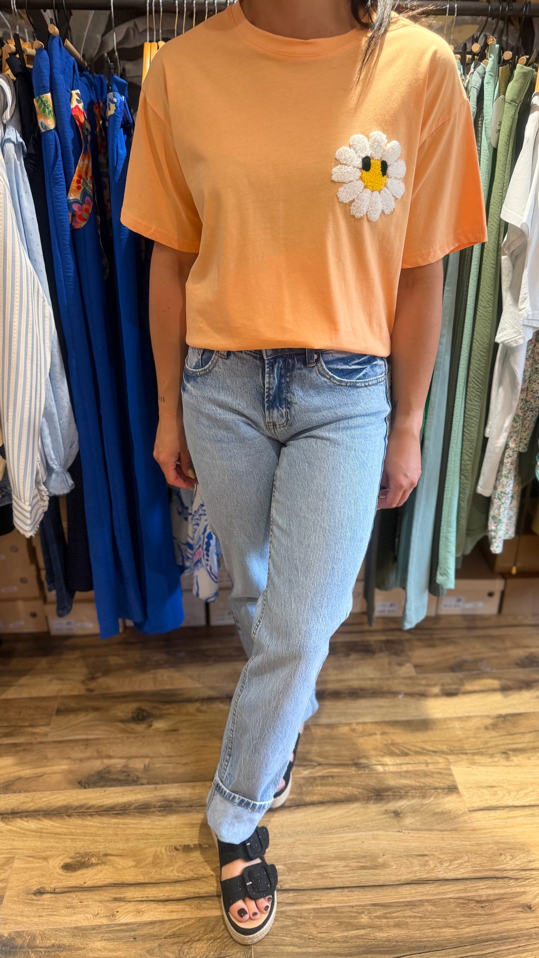 Teeshirt fleur orange
