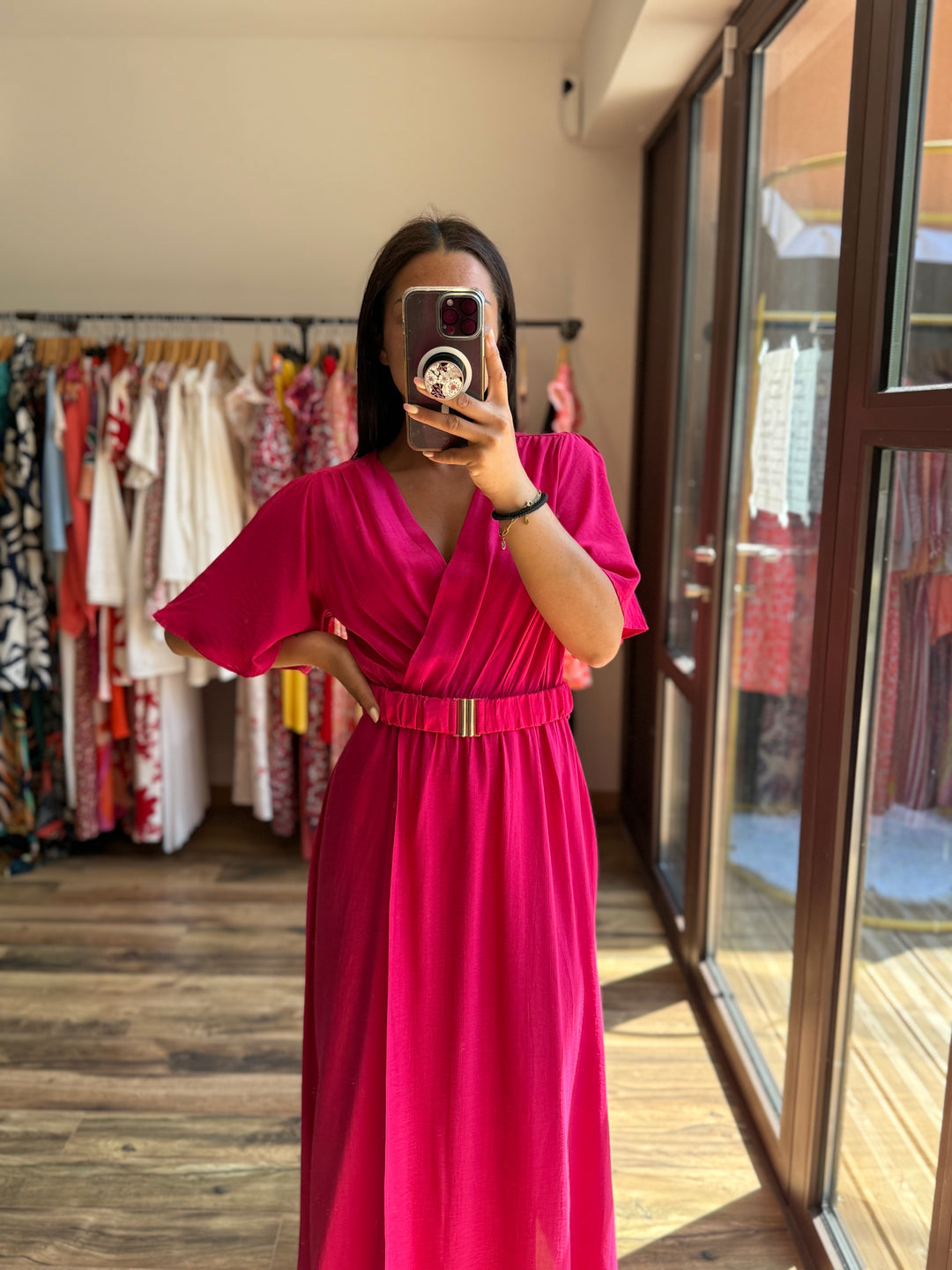 Robe longue Victor rose CURVY