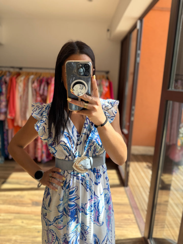 Robe longe Almeria bleu
