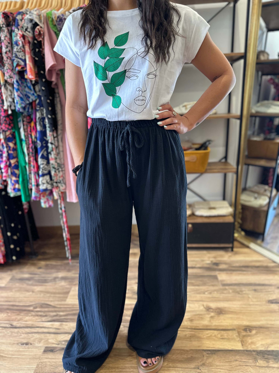 Pantalon gaze de coton noir