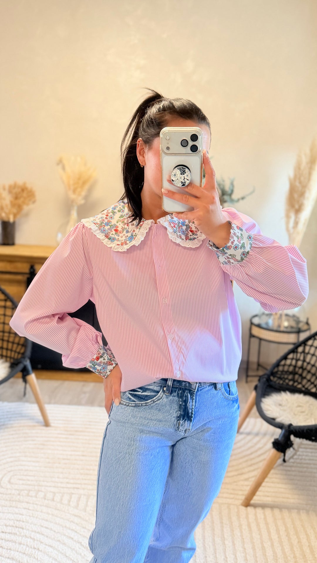 Chemise Odette rose