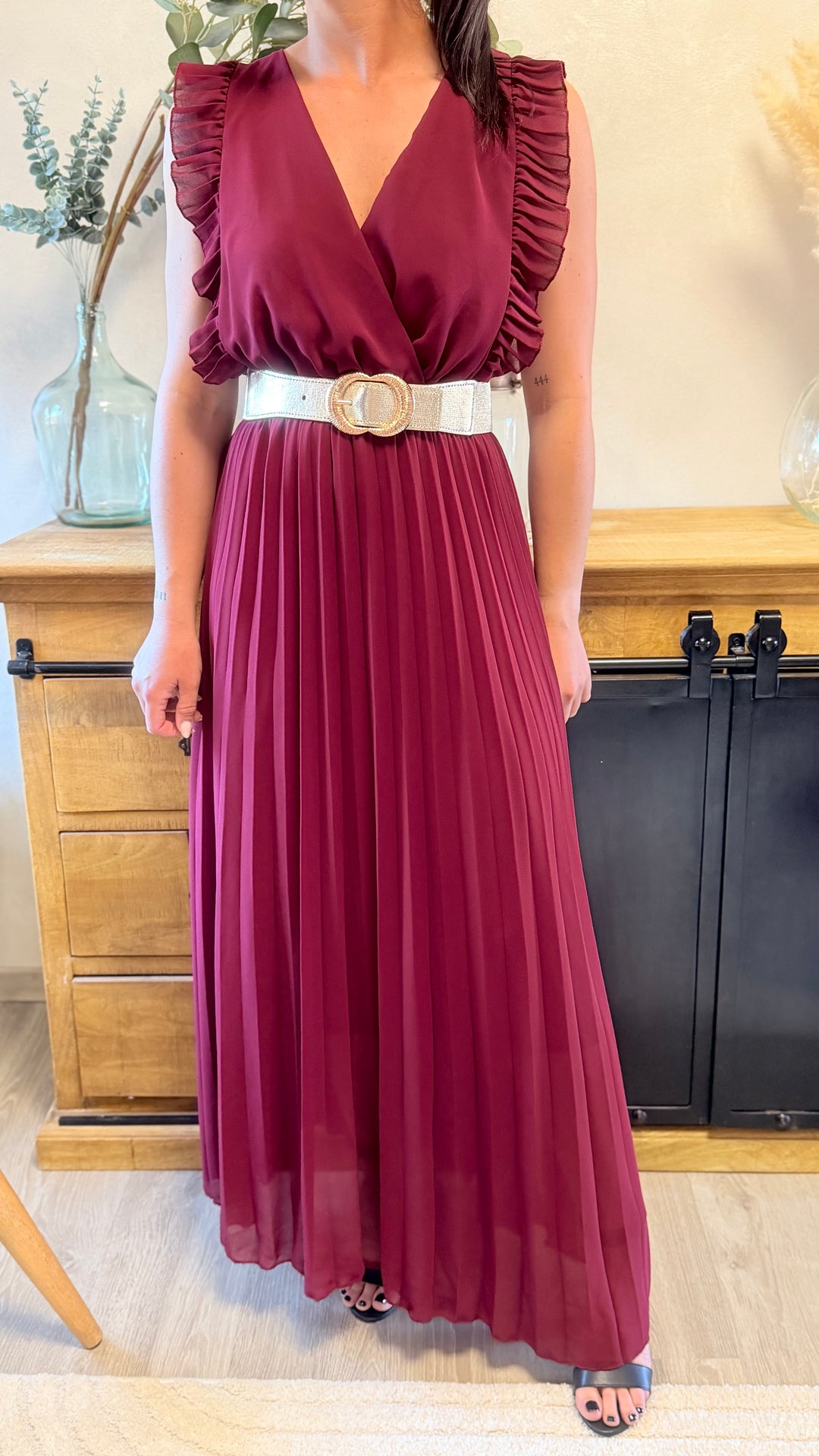 Robe longue Berenice bordeaux PRECOMMANDE