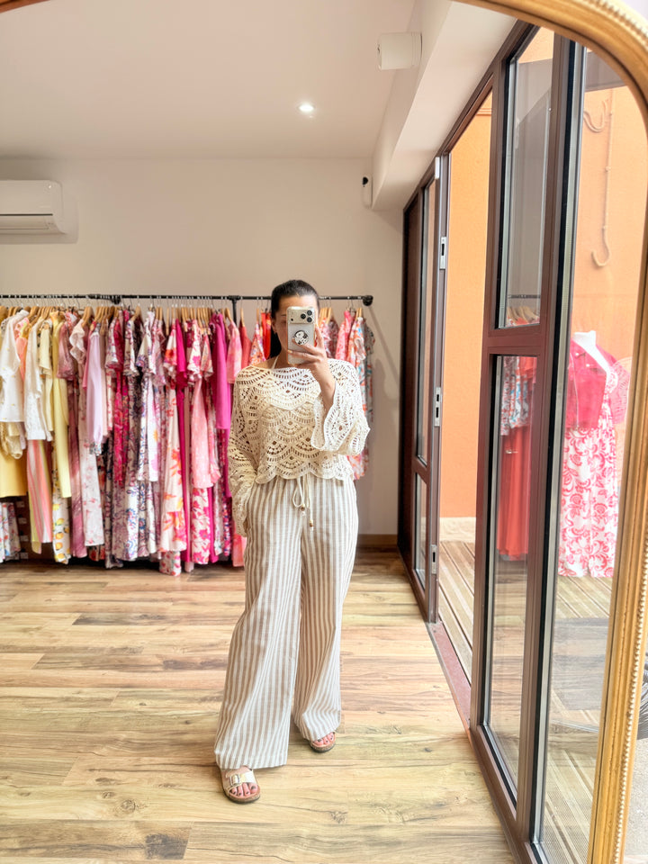 Top crochet beige