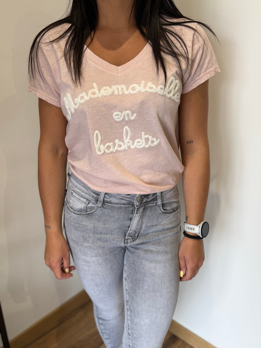 Teeshirt mademoiselle rose poudré