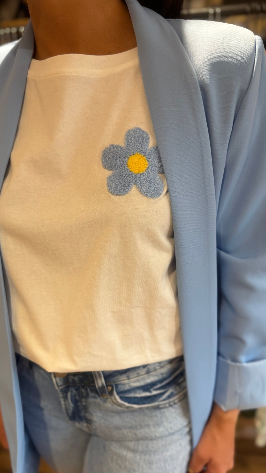 Teeshirt fleur blanc / bleu