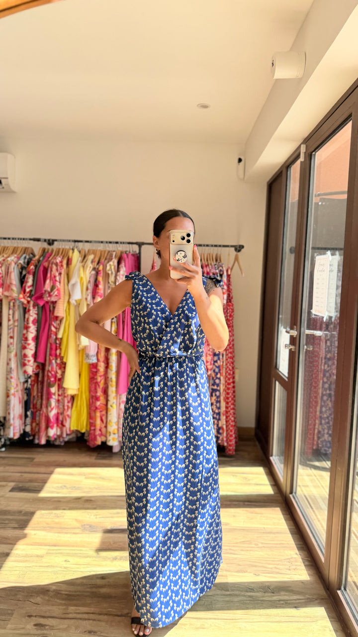 Robe longue Mahé CURVY bleu