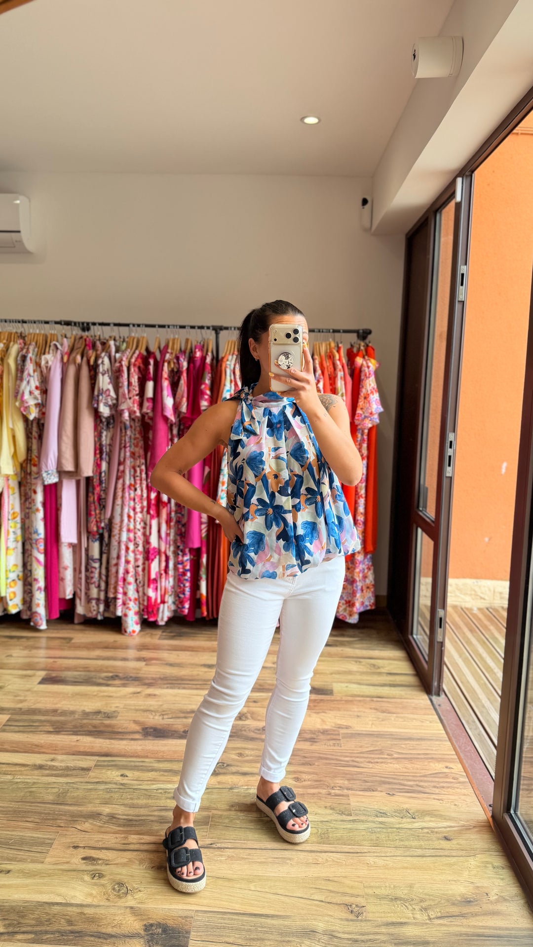 Top Zalia bleu fleuri