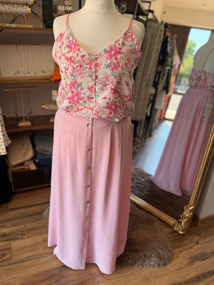 Jupe longue rose Curvy