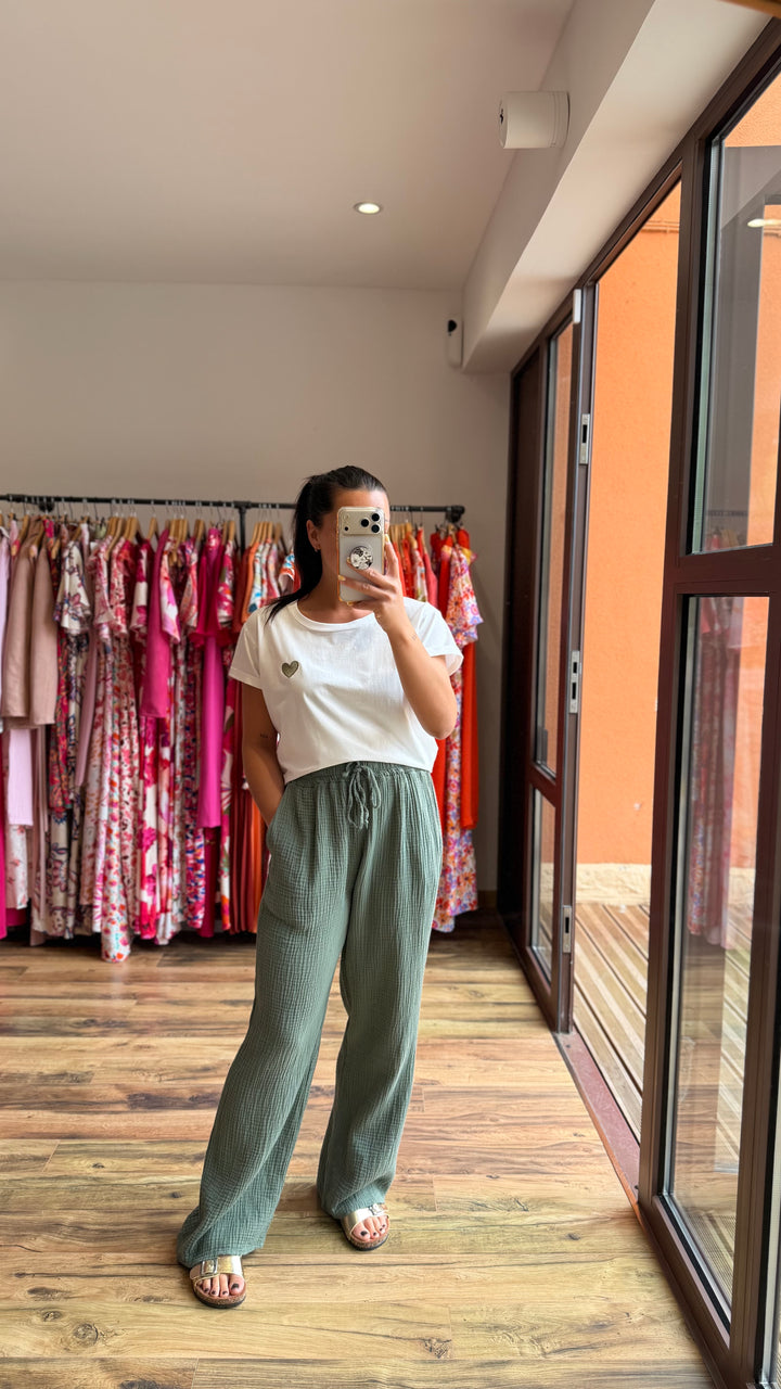 Teeshirt cœur kaki