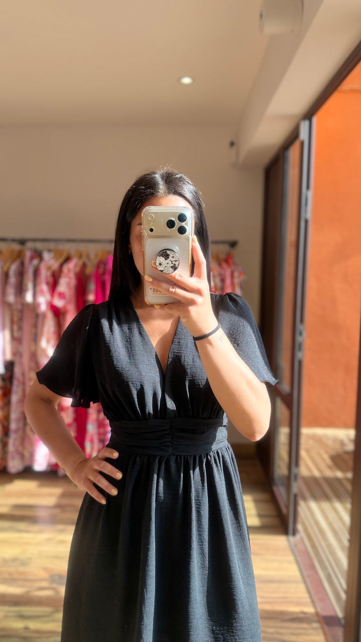 Robe courte Anail noir (PRÉCOMMANDE expédition 13 Mai