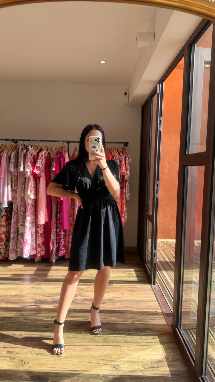 Robe courte Anail noir (PRÉCOMMANDE expédition 13 Mai