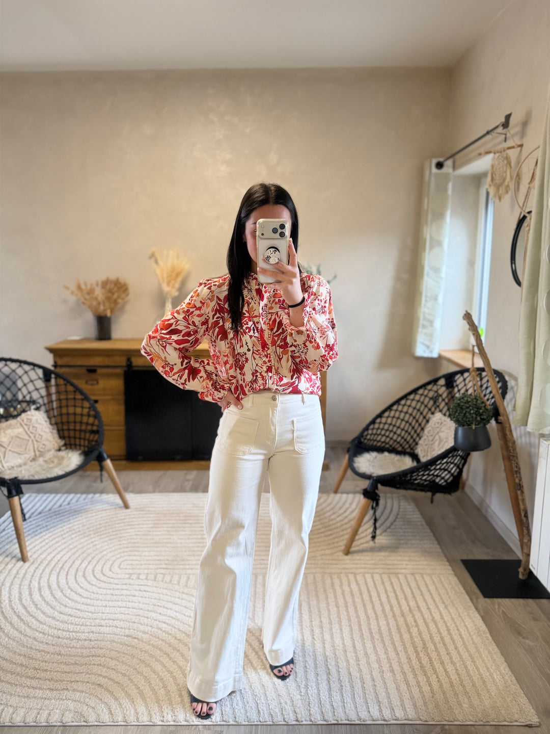 Chemise Ofélia imprimé floral rouge femme