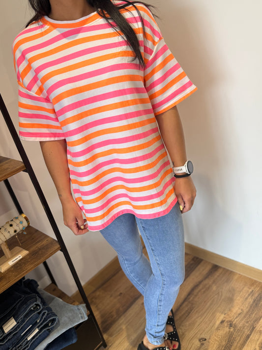 Teeshirt rayé Kena orange