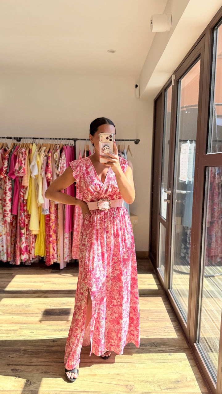 Robe longue Roman CURVY rose