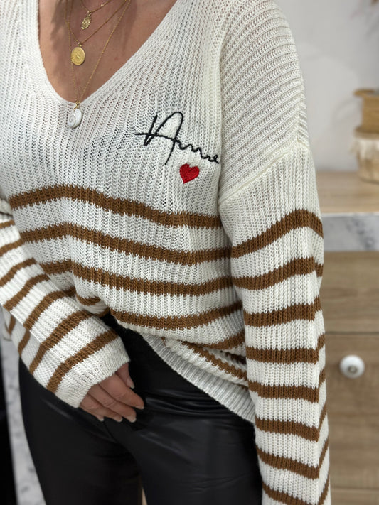 Pull marinière amour