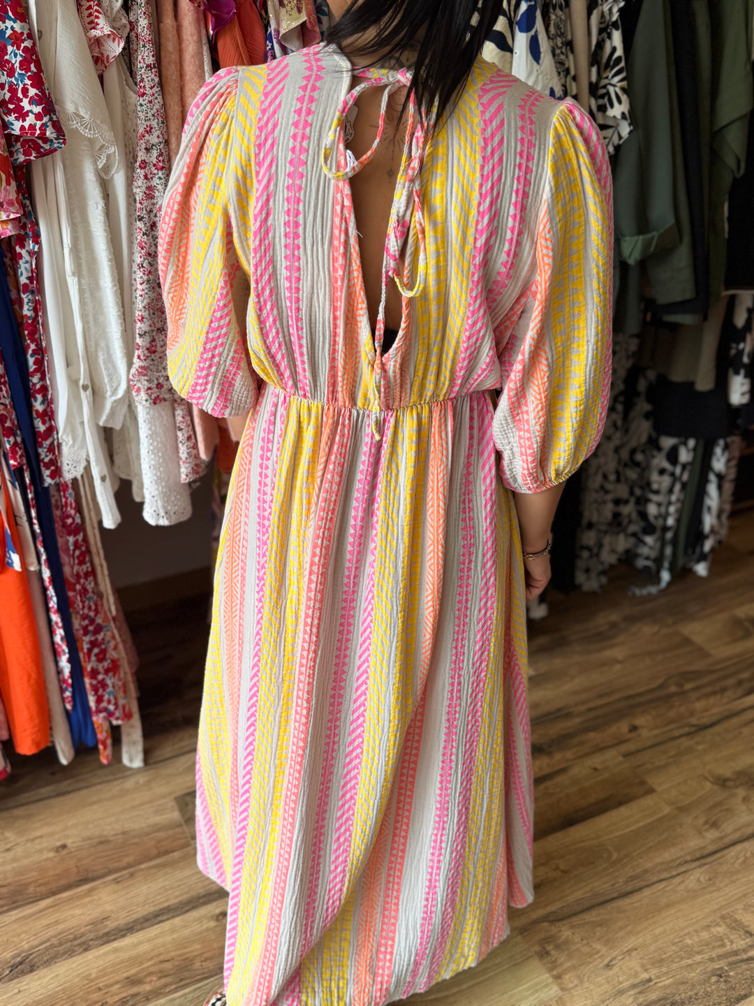 Robe longue Miranda (fond beige)