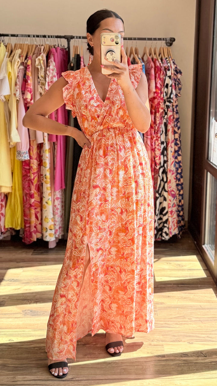 Robe longue Roman orange