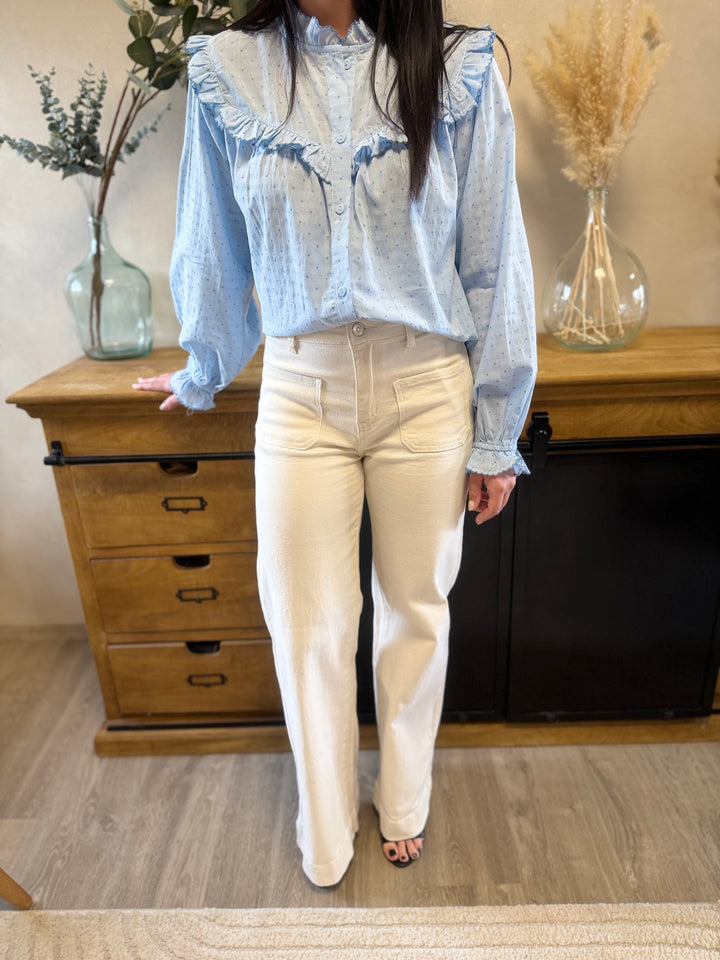 Chemise Linette bleu ciel femme look jean Parker