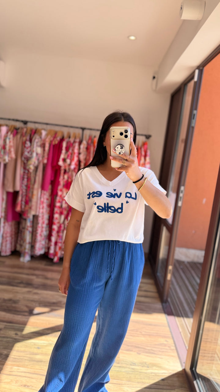 Teeshirt la vie est belle bleu CURVY