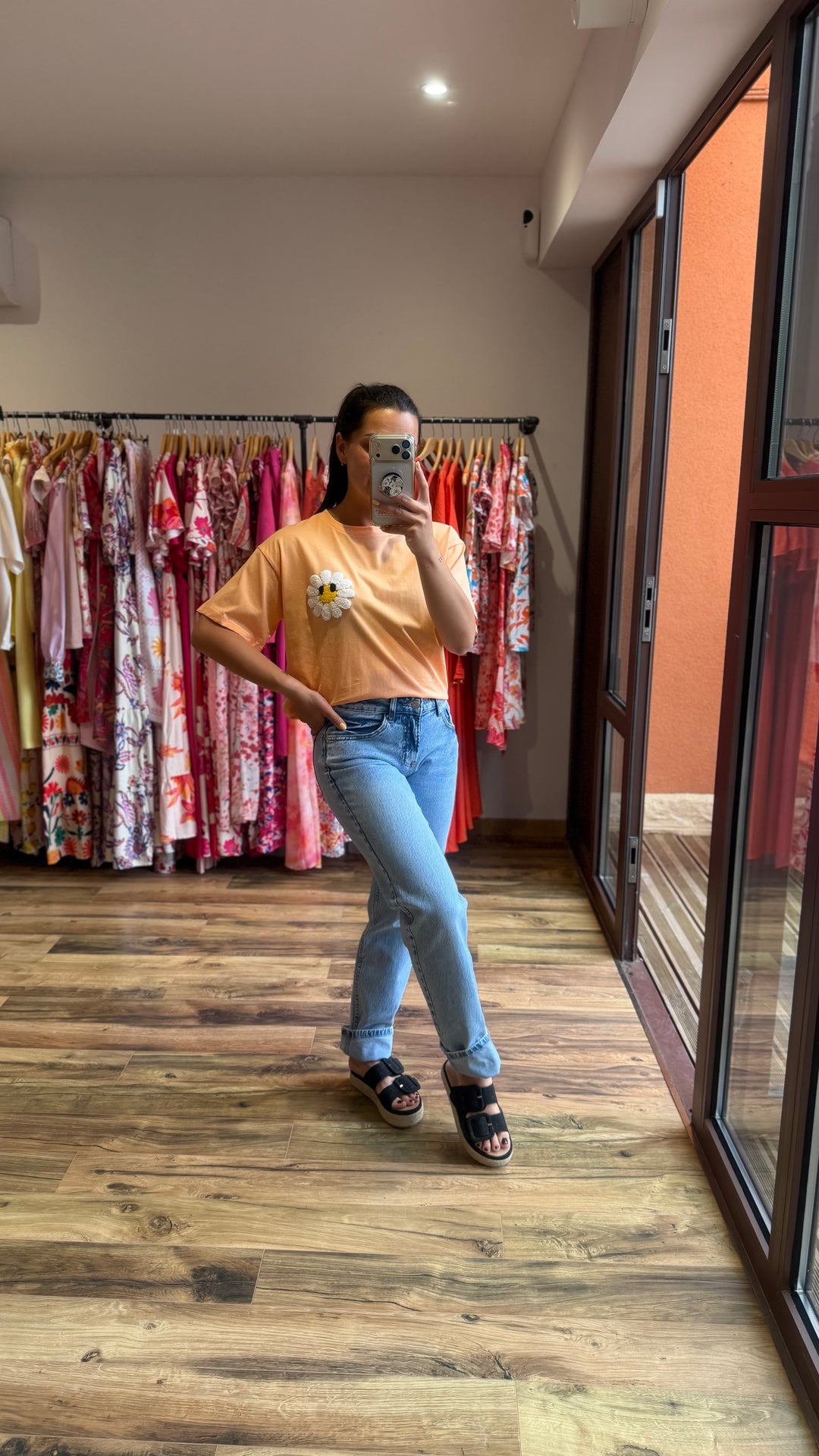 Teeshirt fleur orange