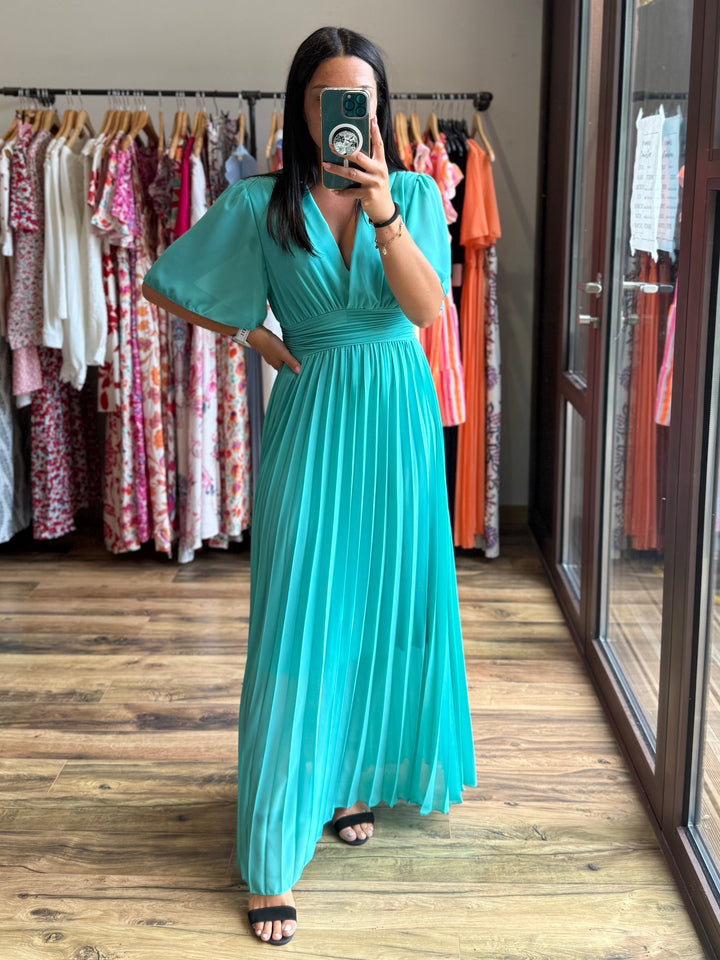 Robe longue Aglaé turquoise