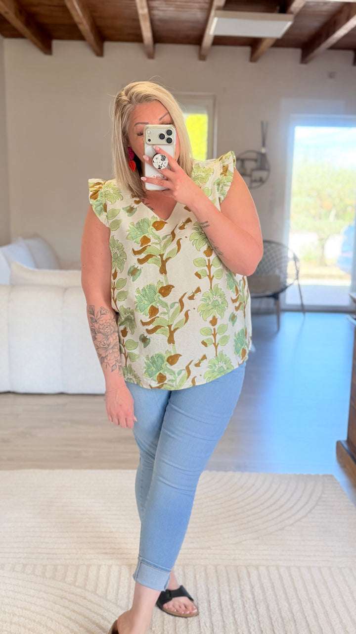 Blouse Flora verte CURVY