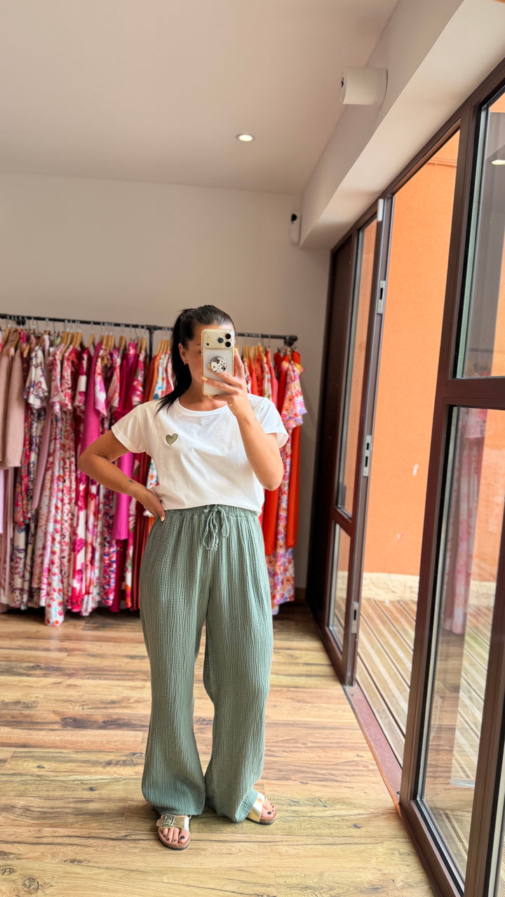 Teeshirt cœur kaki
