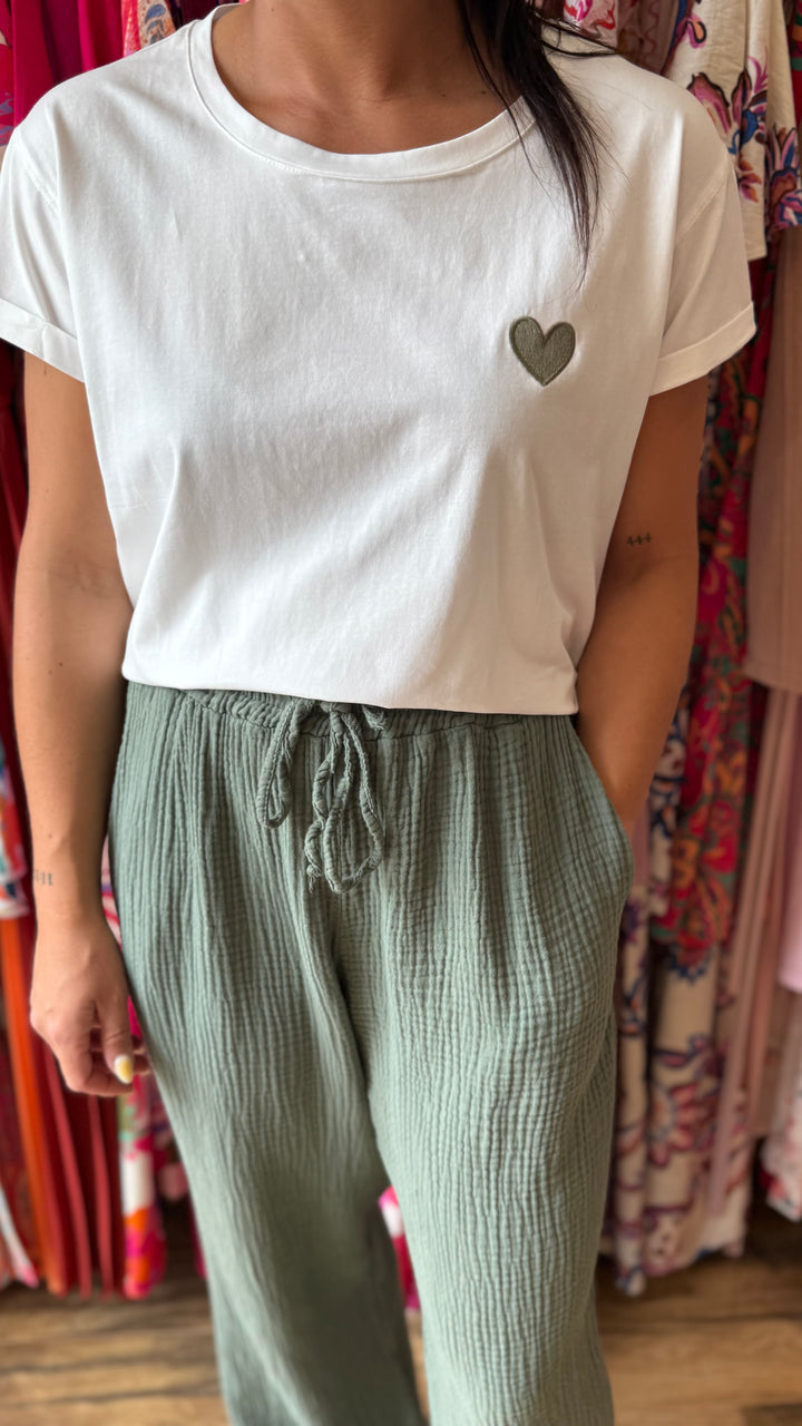 Teeshirt cœur kaki