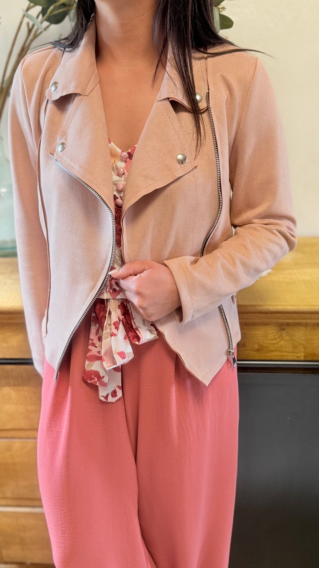 Suédine rose poudré