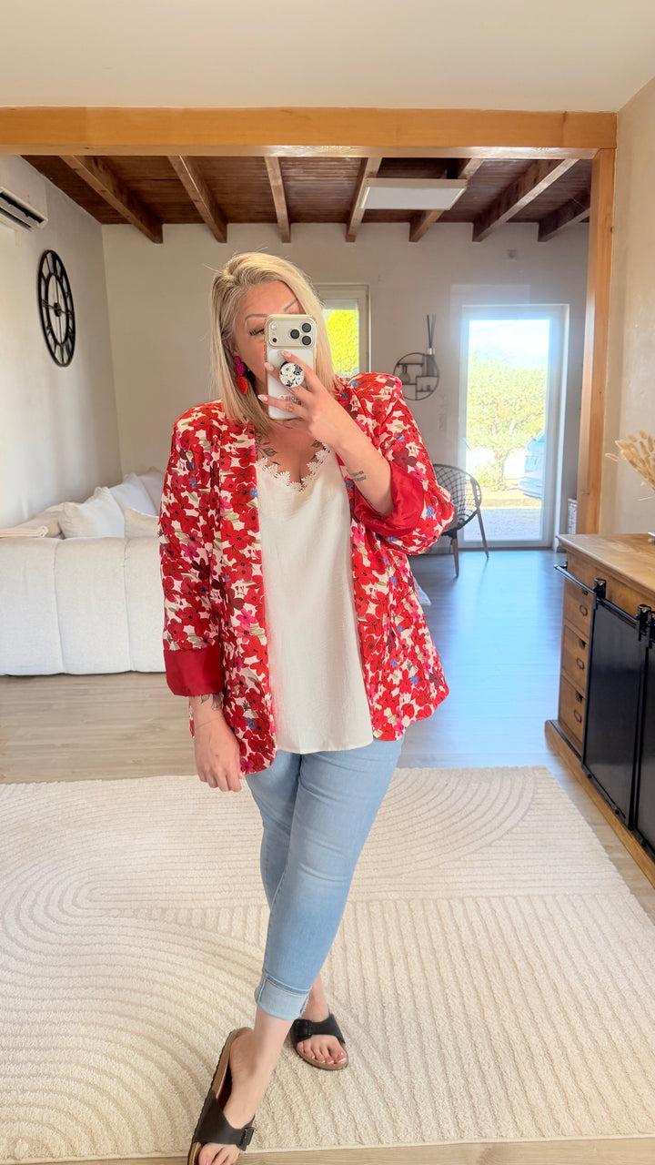 Blazer fleuri rouge TU 48/52