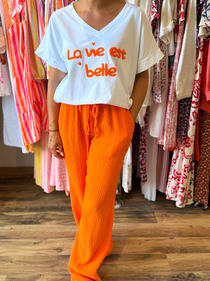 Pantalon gaze de coton orange CURVY