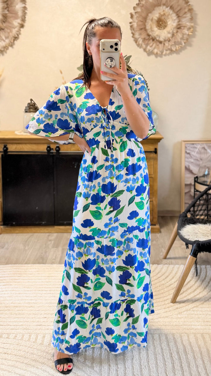 Robe longue Cassandre bleu CURVY
