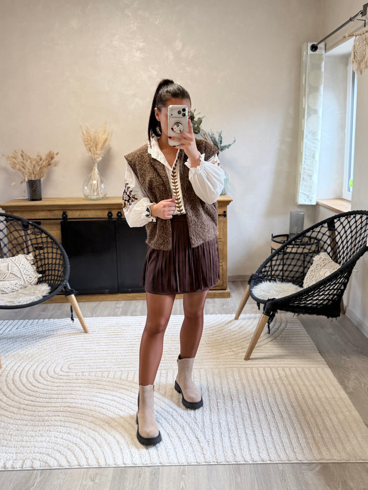 Jupe à franges Louma choco