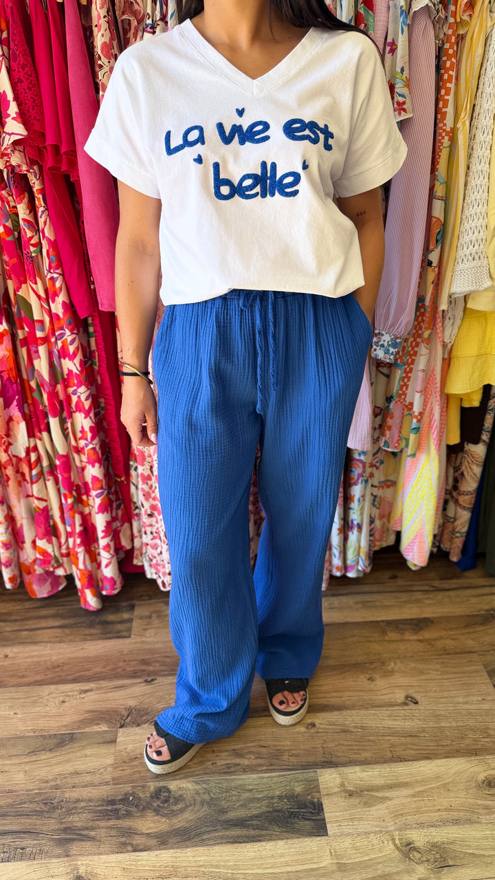 Teeshirt la vie est belle bleu CURVY
