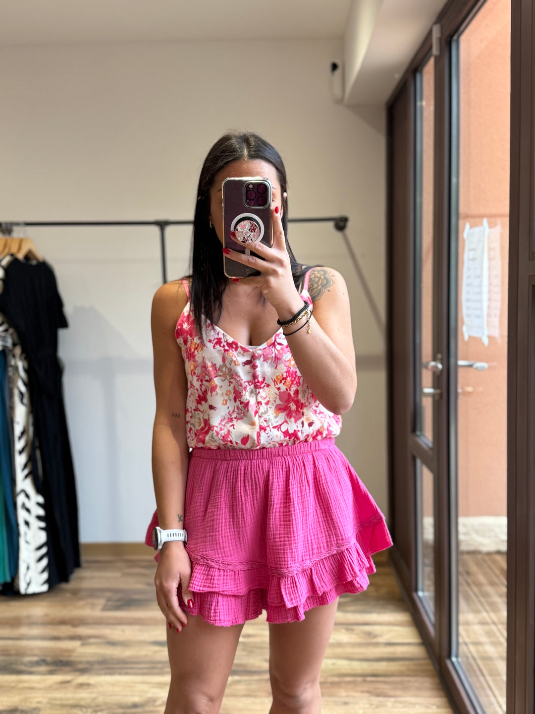 Jupe short rose fuchsia