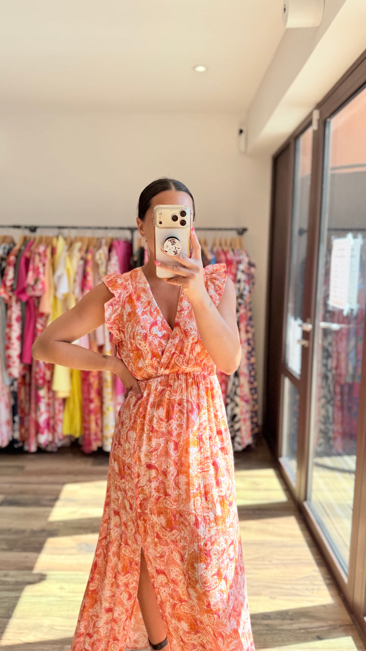 Robe longue Roman orange