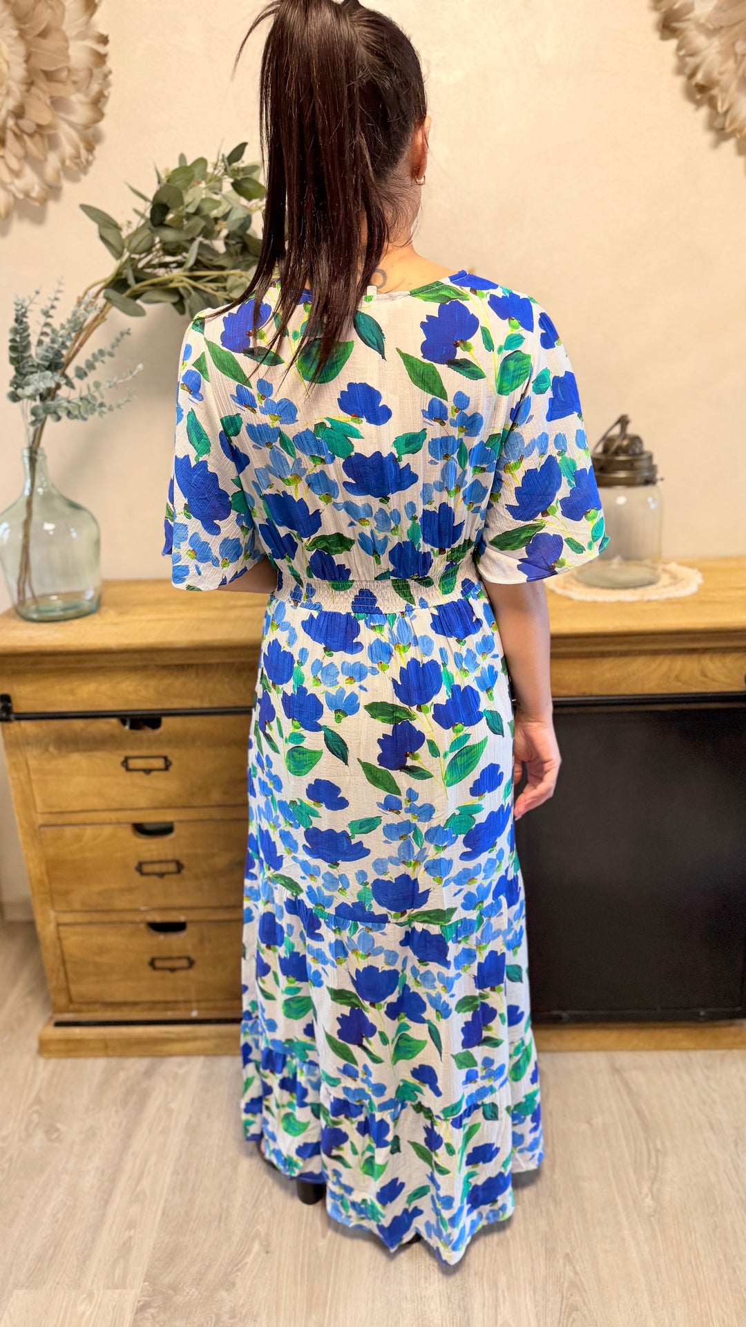 Robe longue Cassandre bleu CURVY
