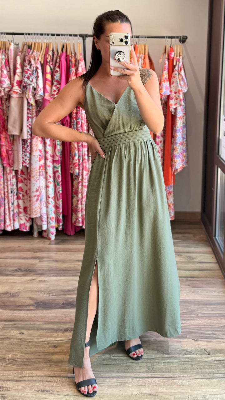 Robe longue Molly kaki