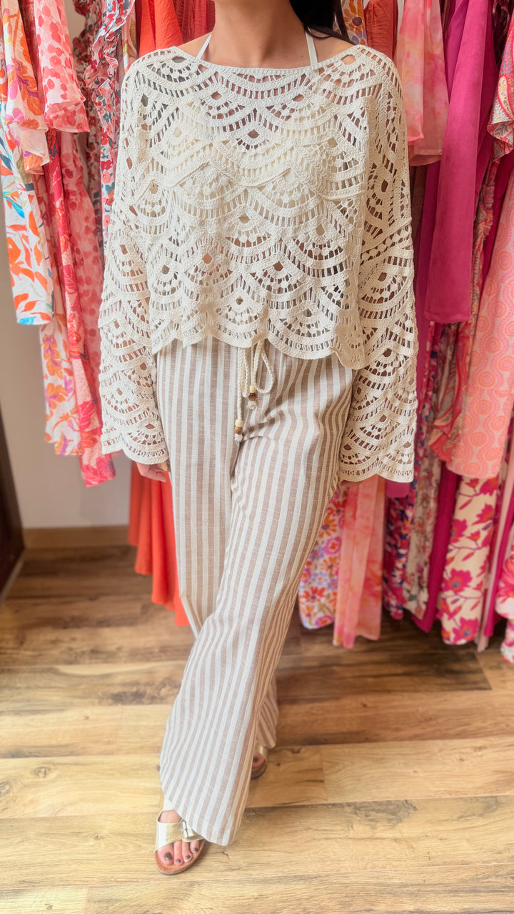 Top crochet beige