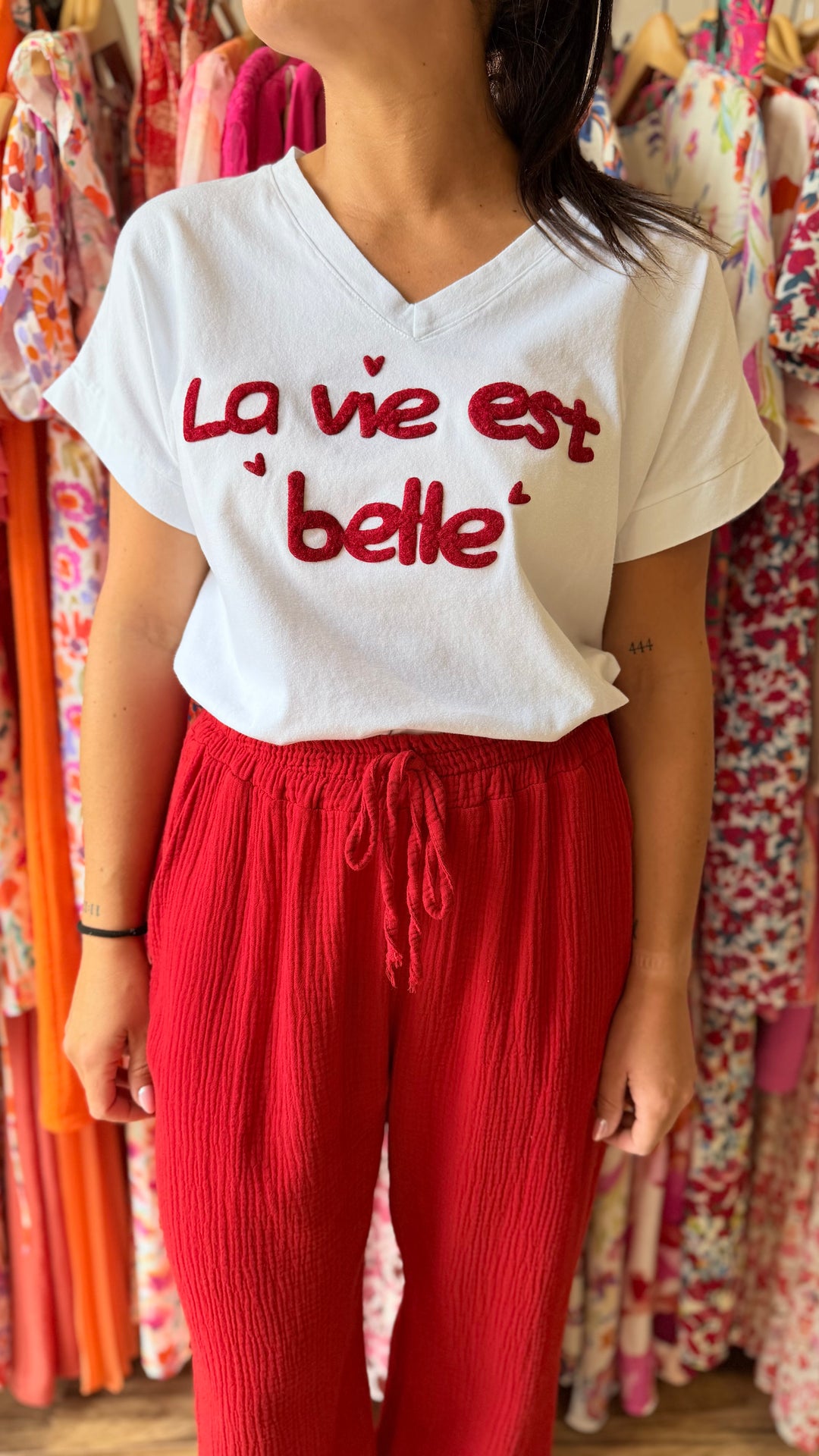 Pantalon gaze de coton rouge